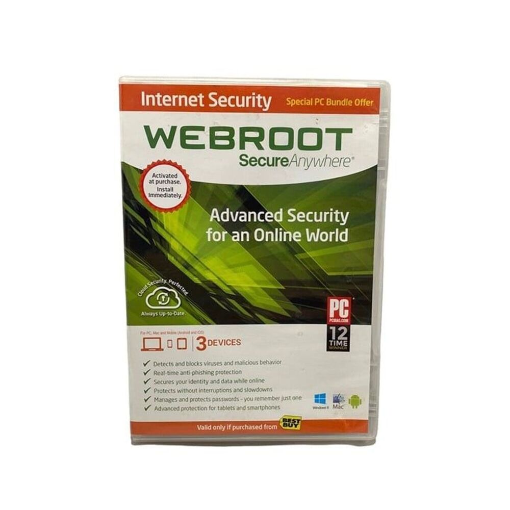 Webroot Secure Anywhere Ultimate Protection for PC Mac & Mobile Android or iOS